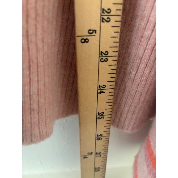J. Crew Pink Striped Turtleneck Sweater L Supersoft Yarn Cozy & Stylish - Picture 7 of 10
